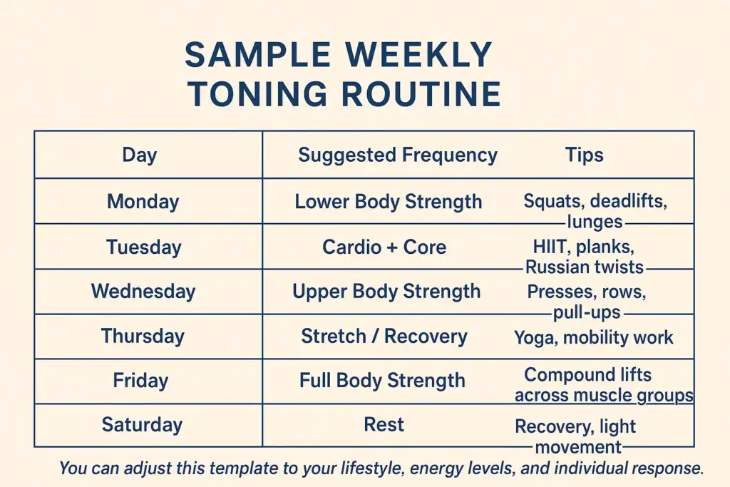 Achieving the Perfect Tone: How Often Should You Exercise for Results? 4 Weekly exercise Farnham plan graphic