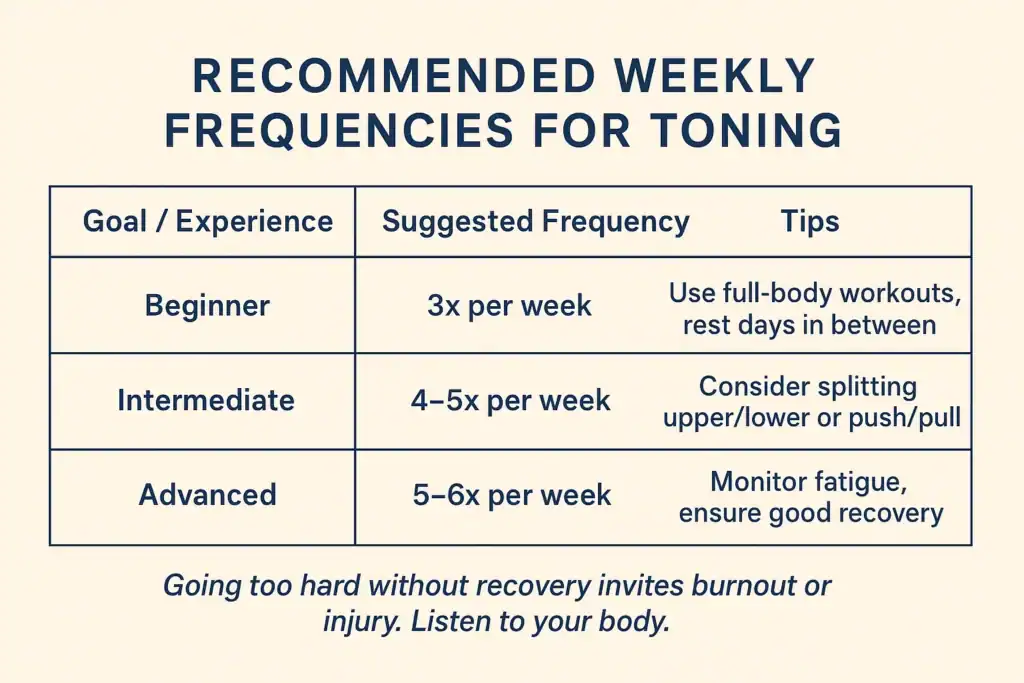 Achieving the Perfect Tone: How Often Should You Exercise for Results? 2 Graphic to show how often you should do exercise to help with toning Farnham
