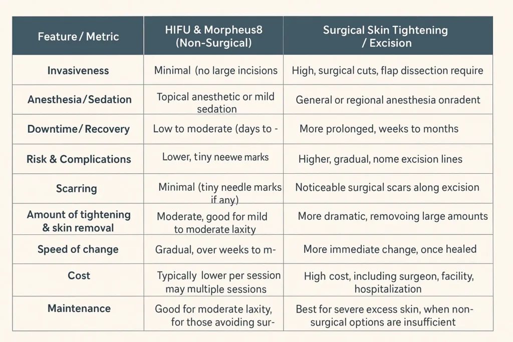 The Science of Skin Tightening 2 Table of skin tightening Farnham benefits compared to surgical options